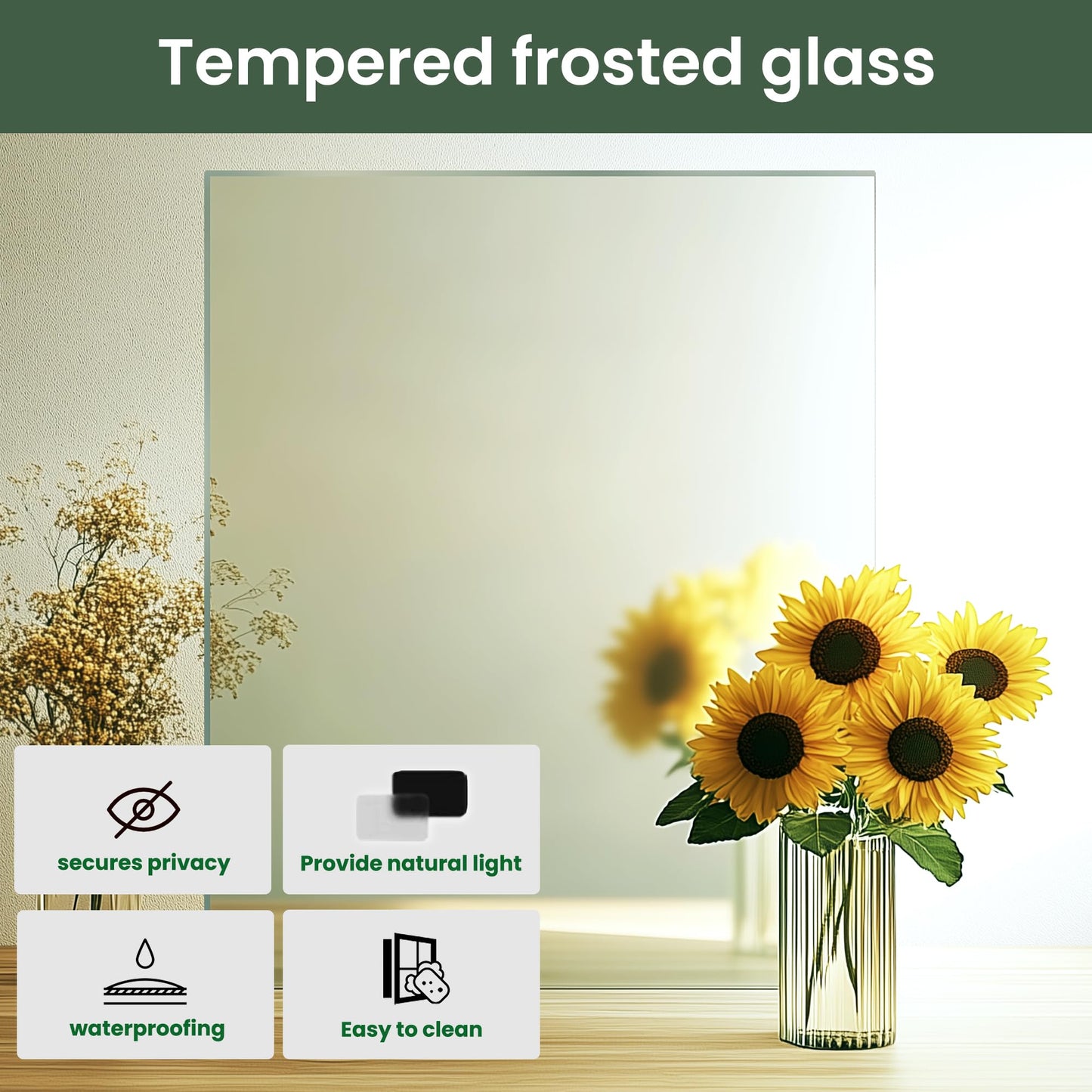 SMARTSTANDARD 60" x 80" Frosted Glass Pantry Door, Solid Core Slab Door