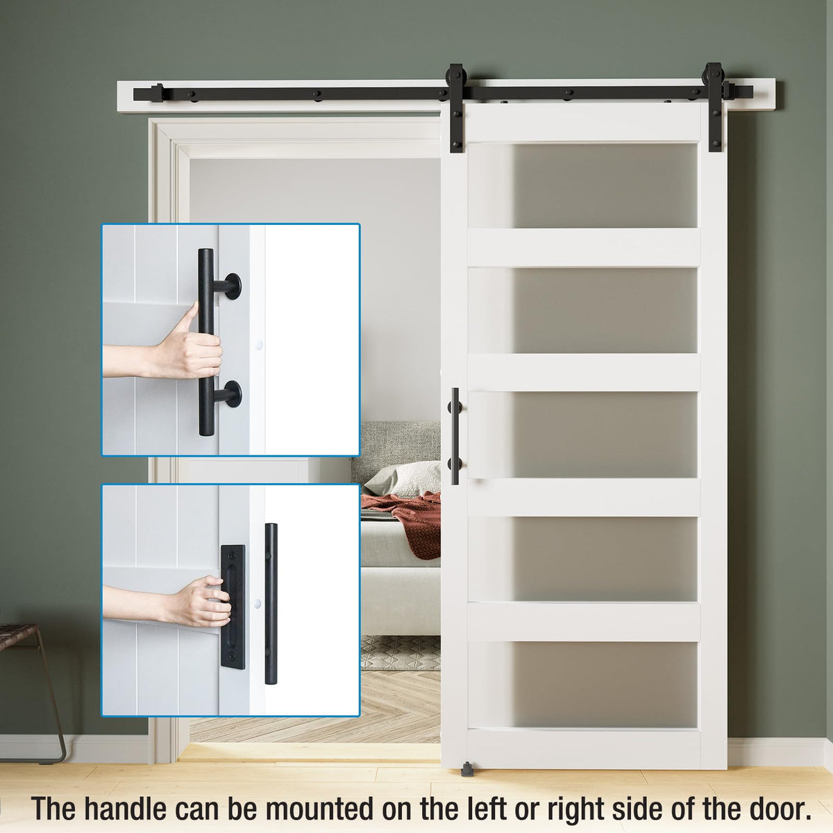 COSHOMER 42in x 96in 5-Panel Sliding Glass Barn Door with 7ft Hardware Kit