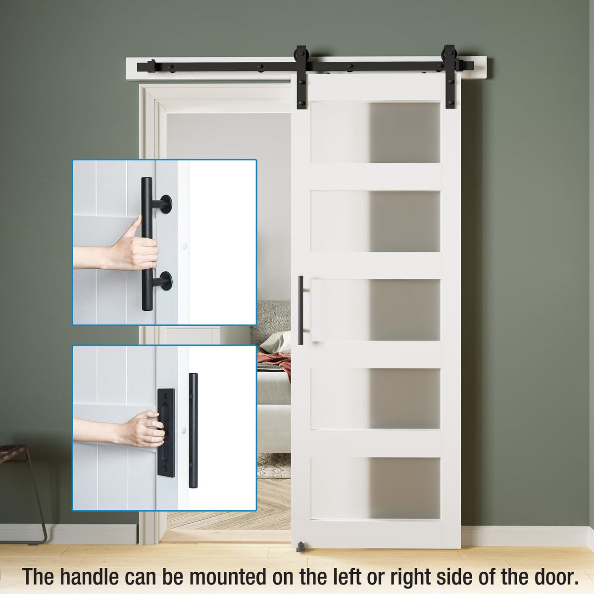 COSHOMER 34in x 84in 5-Panel Sliding Glass Barn Door with 6ft Hardware Kit
