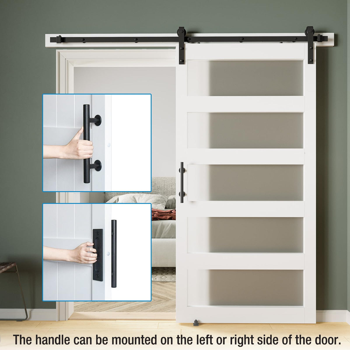 COSHOMER 40in x 84in 5-Panel Sliding Glass Barn Door with 7ft Hardware Kit