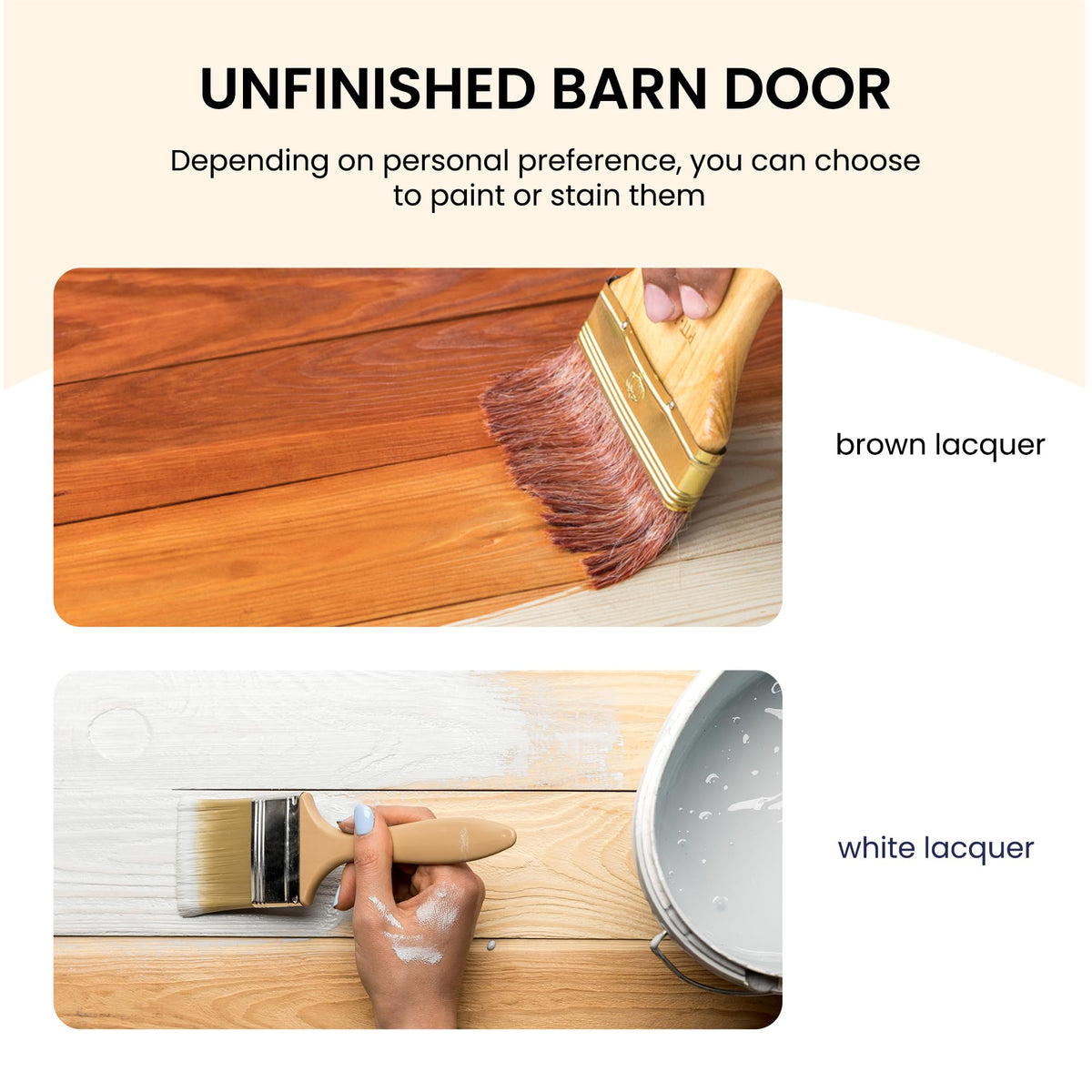 SMARTSTANDARD 36in x 80in Sliding Barn Door with Brushed Nickel Hardware 6.6FT Track Kit & Handle, Assembly is Required, DIY Unfinished Solid Spruce Wood Panelled Slab, K-Frame