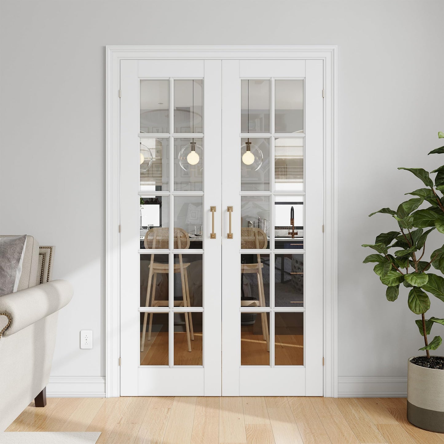 SMARTSTANDARD 56" x 80" Clear Glass French Interior Solid Core Door Slab