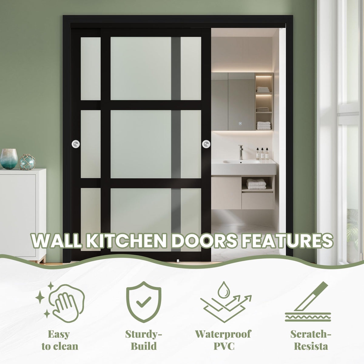 SMARTSTANDARD Black Sliding Closet Barn Door 60x80(Double 31") Inch, Bypass Sliding Door