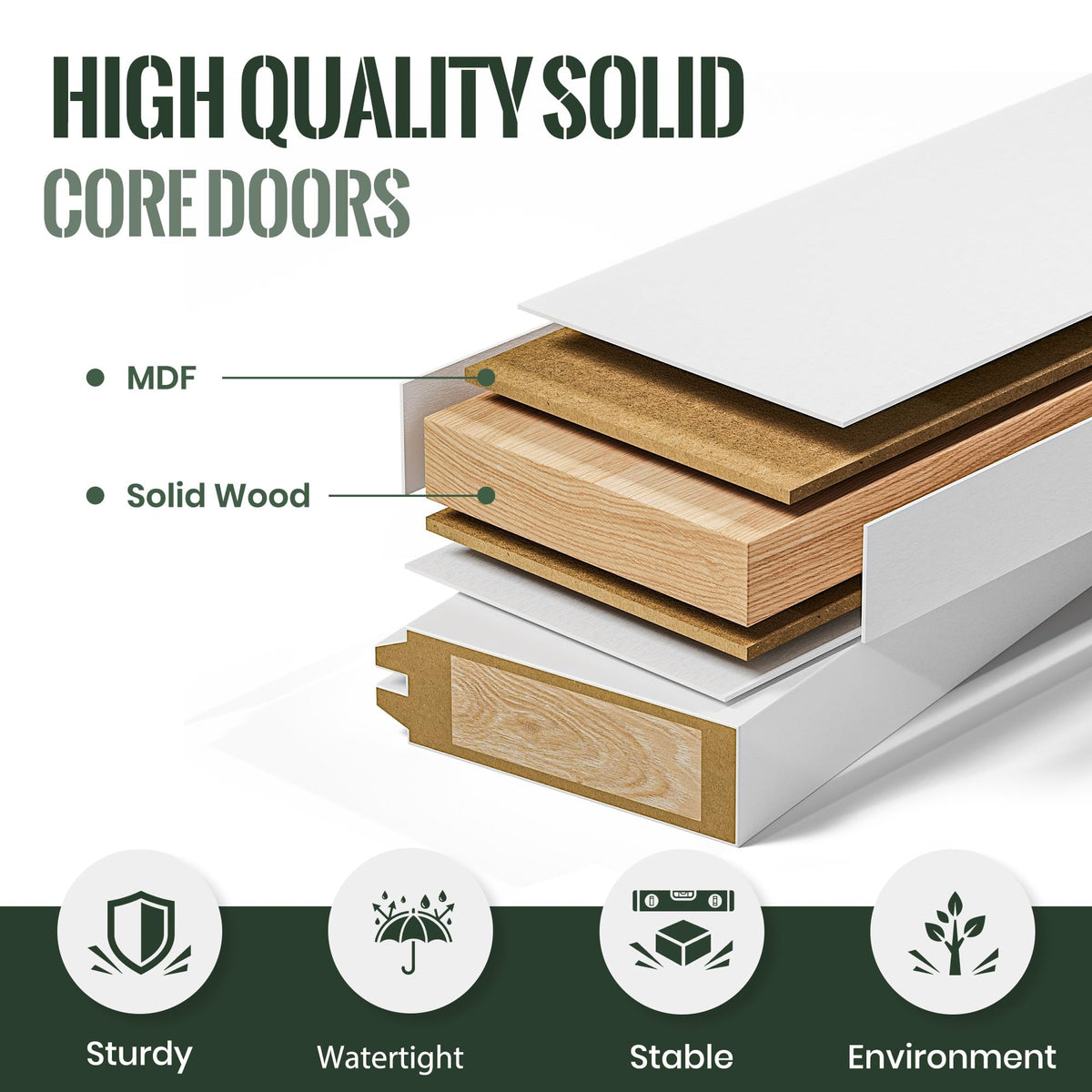 SMARTSTANDARD 24" x 80" Interior Slab Door, Frosted Glass Pantry Door