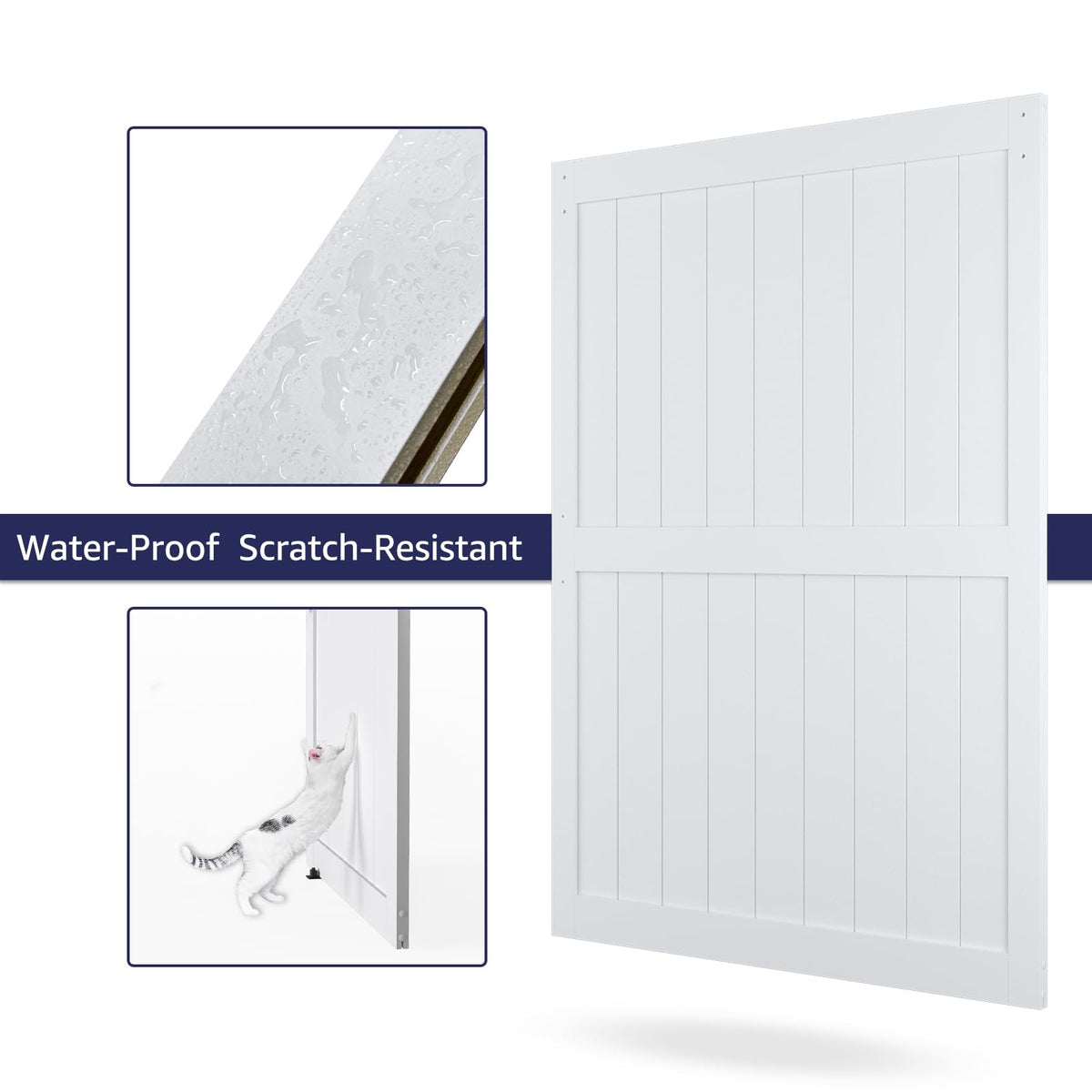 COSHOMER 60 x 84in MDF Sliding Barn Door with 10ft Barn Door Hardware Kit & Handle