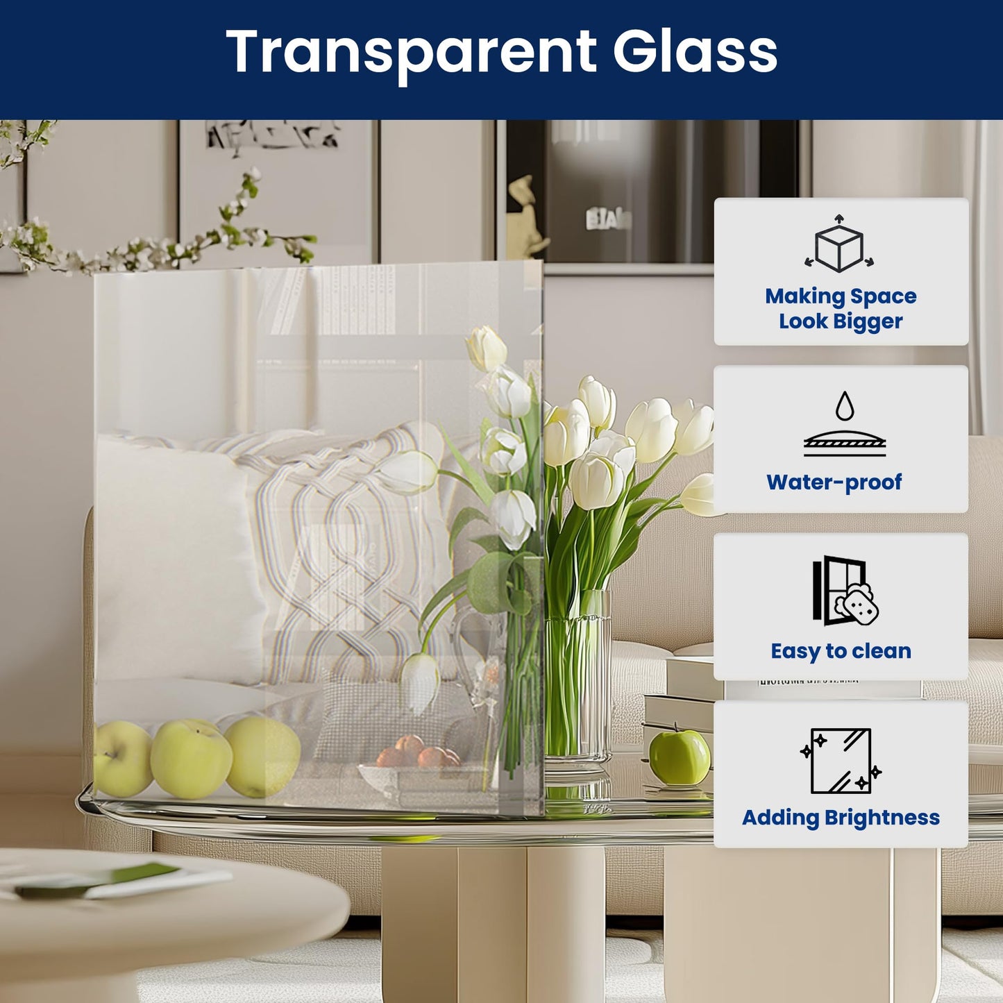 SMARTSTANDARD 30" x 80" Clear Glass French Interior Solid Core Door Slab