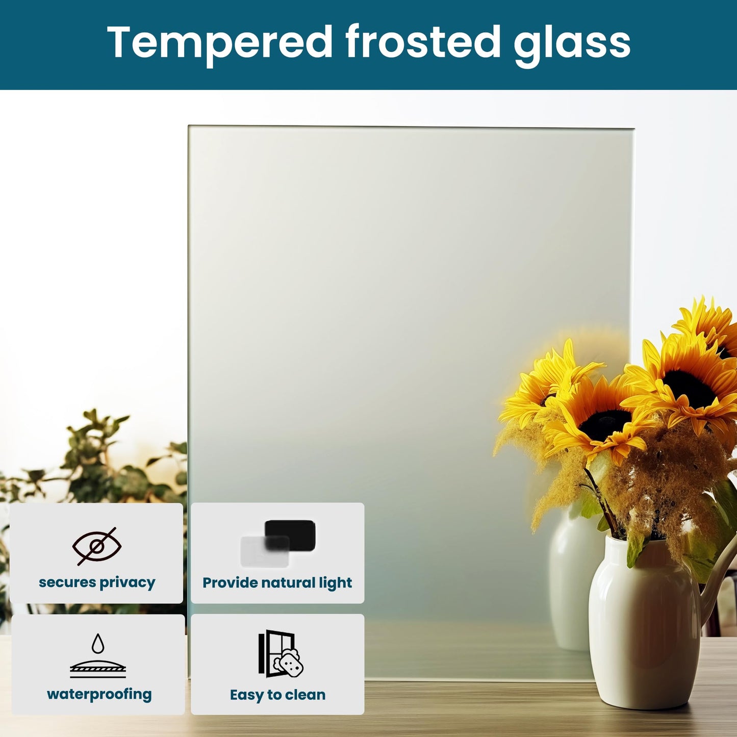 SMARTSTANDARD 30" x 80" Frosted Glass Interior Door Slab, Solid Core