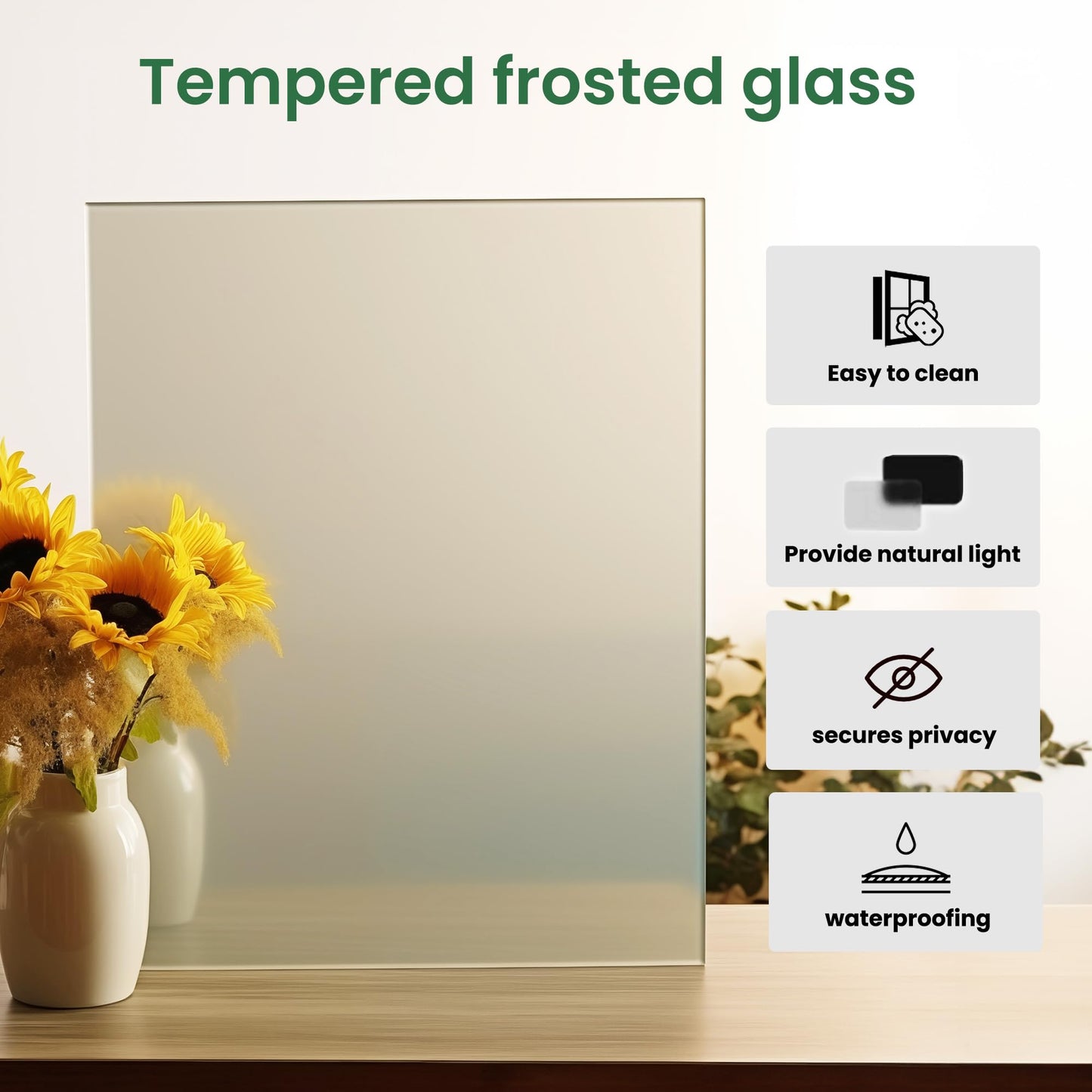 SMARTSTANDARD 24" x 80" Slab Door, Solid Core Frosted Glass Pantry Door