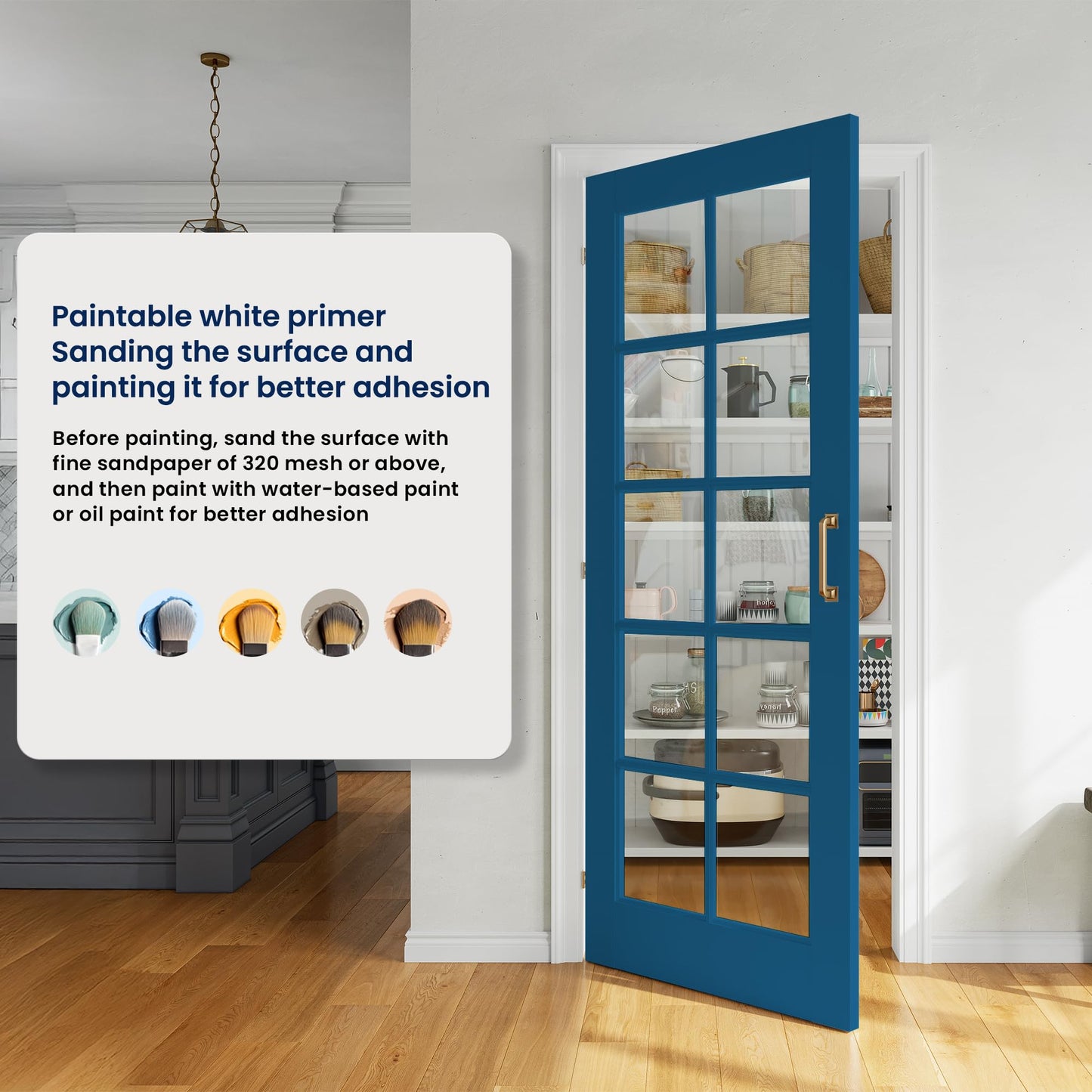 SMARTSTANDARD 60" x 80" Clear Glass French Interior Solid Core Door Slab