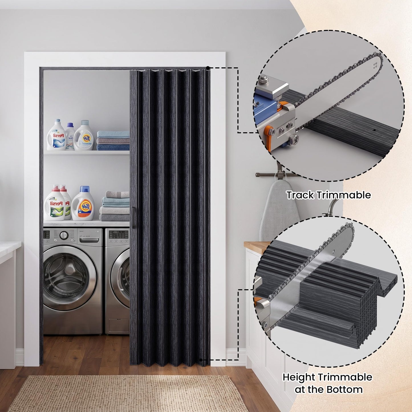 SmartStandard 48" x 80" Accordion Doors Interior, Double Walled, Black