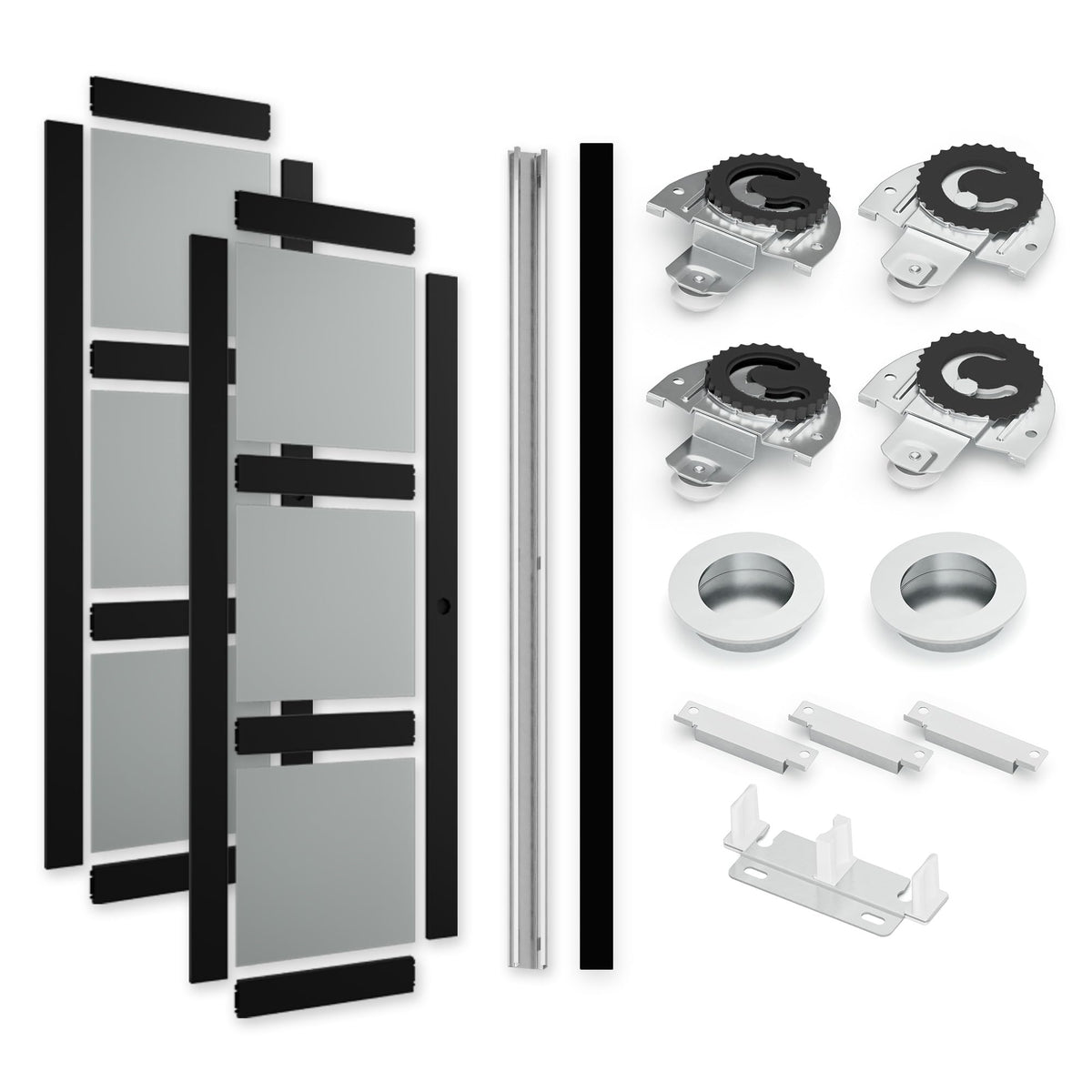 SMARTSTANDARD Black Sliding Closet Barn Door 60x80(Double 31") Inch, Bypass Sliding Door