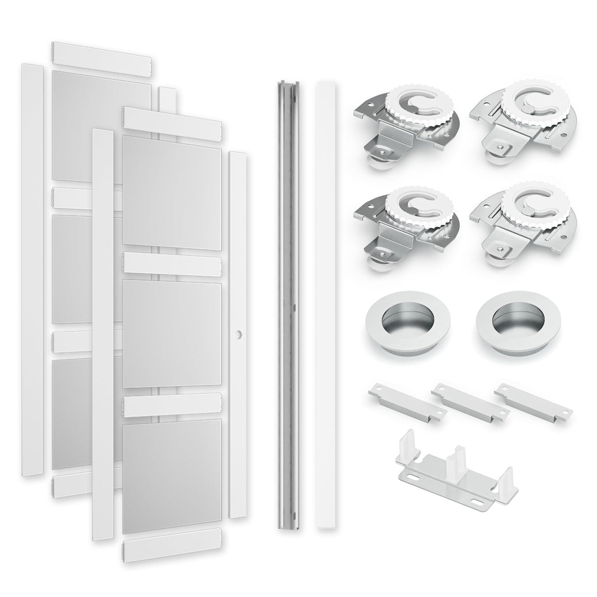 SMARTSTANDARD Sliding Closet Barn Door 60x80 Inch(Double 31")with 3-Lite Frosted Glass