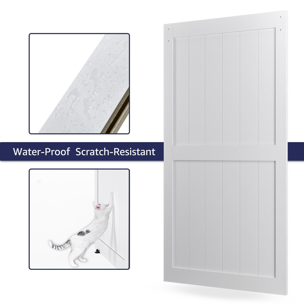 COSHOMER 42in x 96in MDF Sliding Barn Door with 7ft Barn Door Hardware Kit & Handle