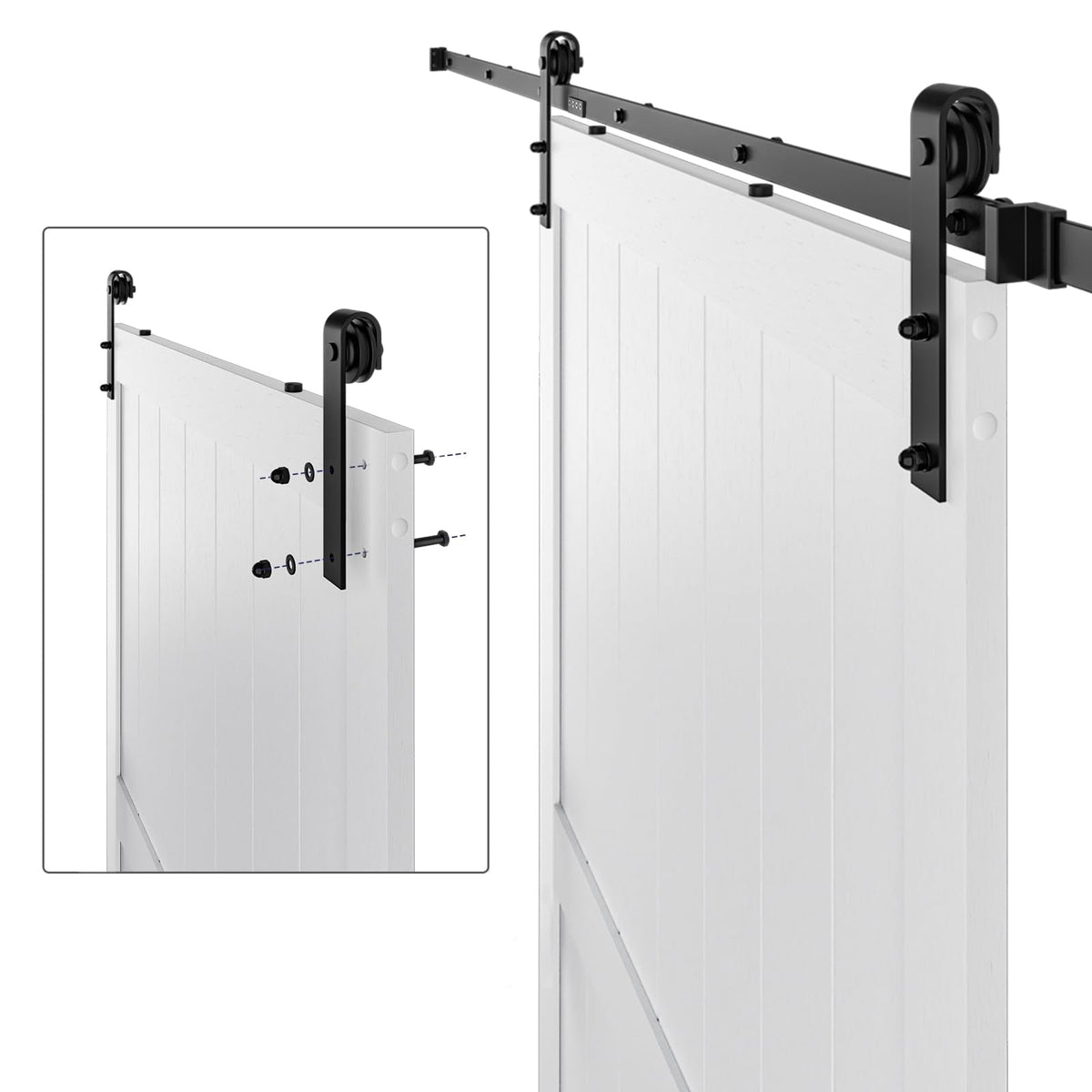 COSHOMER 60 x 84in MDF Sliding Barn Door with 10ft Barn Door Hardware Kit & Handle