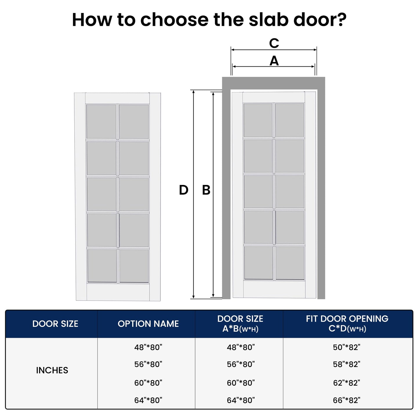 SMARTSTANDARD 60" x 80" Clear Glass French Interior Solid Core Door Slab
