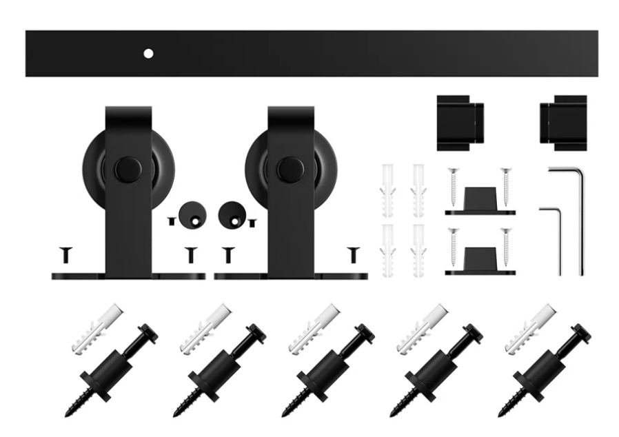 Metal and Glass Sliding Barn Door Hardware Kit