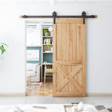 SMARTSTANDARD Heavy Duty Sliding Barn Door Hardware Kit, Fit 36"-40" Wide DoorPanel, Black (Big Wheel Shape Hanger)