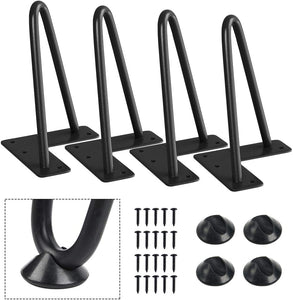 SMARTSTANDARD 6" Heavy Duty Hairpin Furniture Legs, Metal Home DIY Projects for TV Stand,Sofa Side Table,etc with Rubber Floor Protectors Black 4PCS
