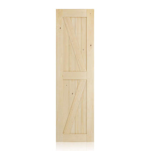 SMARTSTANDARD 24in x 84in Sliding Barn Wood Door Pre-Drilled Ready to Assemble, DIY Unfinished Solid Cypress Panelled Slab, Interior Single, Natural (K-Frame Panel)
