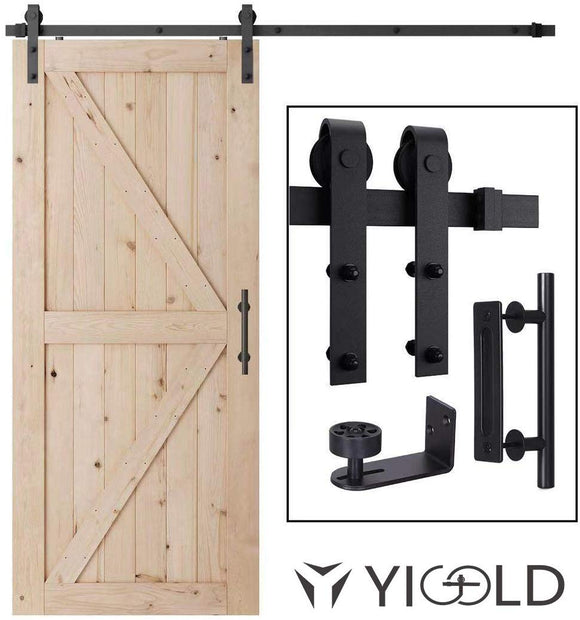SMARTSTANDARD 6.6ft Heavy Duty Sturdy Sliding Barn Door Hardware Kit -Smoothly and Quietly -Easy to install -Includes Step-By-Step Installation Instruction Fit 36