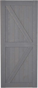 SmartStandard 7' H x 3' W Sturdy Sliding Barn Door, Unfinished Solid Spruce Wood Frame with Pre-Drilled Holes, Grey