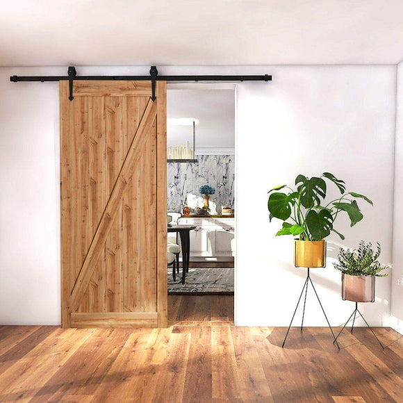 SMARTSTANDARD 5ft Heavy Duty Sturdy Sliding Barn Door Hardware Kit -Smoothly and Quietly -Easy to Install -Includes Step-by-Step Installation Instruction Fit 30
