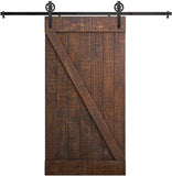 SMARTSTANDARD 8FT Heavy Duty Sliding Barn Door Hardware Kit, Single Rail, Black, Smoothly and Quietly, Simple and Easy to Install