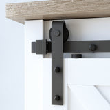 SMARTSTANDARD 5FT Mini Sliding Barn Door Hardware Kit for Cabinet TV Stand Closet, Black, One-Piece Track Rail, Easy to Install Fit 30" Wide Single DoorPanel (NoCabinet) (J Shape Hanger)