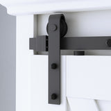 8ft Double Door Cabinet Barn Door Hardware Kit- Mini Sliding Door Hardware - for Cabinet TV Stand - Simple and Easy to Install - Fit 24" Wide Door Panel (Cabinet NOT Included) (Mini J Shape Hangers)