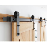6.6ft Heavy Duty Double Door Sliding Barn Door Hardware Kit-Smoothly and Quietly-Easy to Install-Includes Step-by-Step Installation Instruction Fit 20" Wide Door Panel(J Shape Hanger)