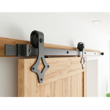 SMARTSTANDARD 6.6 FT Heavy Duty Sliding Barn Door Hardware Kit, Single Rail, Black, Smoothly and Quietly, Simple and Easy to Install, Fit 36"-40" Wide DoorPanel (Rhombic Shape Hanger)