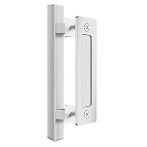 SMARTSTANDARD SHH0802STAINLESS Flush Square Set, Pull Sliding Barn Door Hardware Handle, 12", Stainless Steel