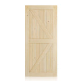 SMARTSTANDARD 38in x 84in Sliding Barn Wood Door Pre-Drilled Ready to Assemble, DIY Unfinished Solid Cypress Panelled Slab, Interior Single, Natural (K-Frame Panel)