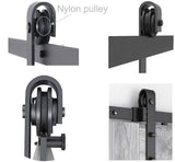 SMARTSTANDARD 5FT Heavy Duty Sturdy Sliding Barn Door Hardware Kit Single Track Rail, Super Smoothly and Quietly, Simple and Easy to Install Fit 30" Wide DoorPanel (J Shape Hanger)