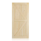 SMARTSTANDARD 40in x 84in Sliding Barn Wood Door Pre-Drilled Ready to Assemble, DIY Unfinished Solid Cypress Panelled Slab, Interior Single, Natural (K-Frame Panel)