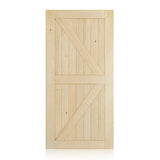 SMARTSTANDARD 42in x 84in Sliding Barn Wood Door Pre-Drilled Ready to Assemble, DIY Unfinished Solid Cypress Panelled Slab, Interior Single, Natural (K-Frame Panel)