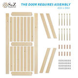 SMARTSTANDARD 42in x 84in Sliding Barn Wood Door Pre-Drilled Ready to Assemble, DIY Unfinished Solid Cypress Panelled Slab, Interior Single, Natural (K-Frame Panel)