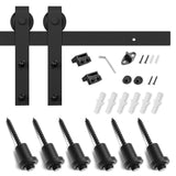 8ft Heavy Duty Double Door Sliding Barn Door Hardware Kit -Smoothly and Quietly -Simple and Easy to Install -Includes Step-by-Step Installation Instruction - Fit 24" Wide Door Panel (J Shape)