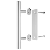 SMARTSTANDARD 12" Pull and Flush Door Handle Set Stainless Steel Door Pull Handle Door Hardware Handle