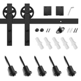 SMARTSTANDARD Heavy Duty Sliding Barn Door Hardware Kit, Fit 36"-40" Wide DoorPanel, Black (Big Wheel Shape Hanger)