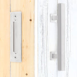 SMARTSTANDARD SHH0802STAINLESS Flush Square Set, Pull Sliding Barn Door Hardware Handle, 12", Stainless Steel