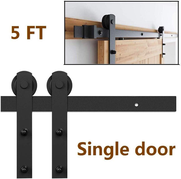 SMARTSTANDARD 5ft Heavy Duty Sturdy Sliding Barn Door Hardware Kit -Smoothly and Quietly -Easy to Install -Includes Step-by-Step Installation Instruction Fit 30