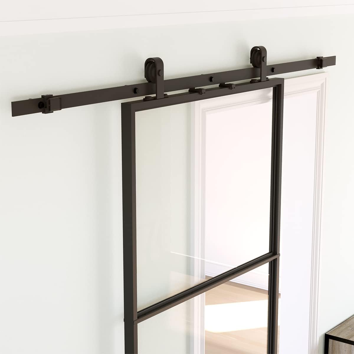 Glass Sliding Barn Door with Hardware Kit & Soft Close Mechanism