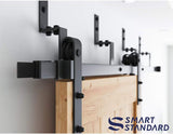 SMARTSTANDARD 5ft Heavy Duty Bypass Double Door Sliding Barn Door Hardware Kit - Smoothly & Quietly -Easy to Install - Includes Step-by-Step Installation Instruction Fit 30" Wide Door Panel (J Shape)