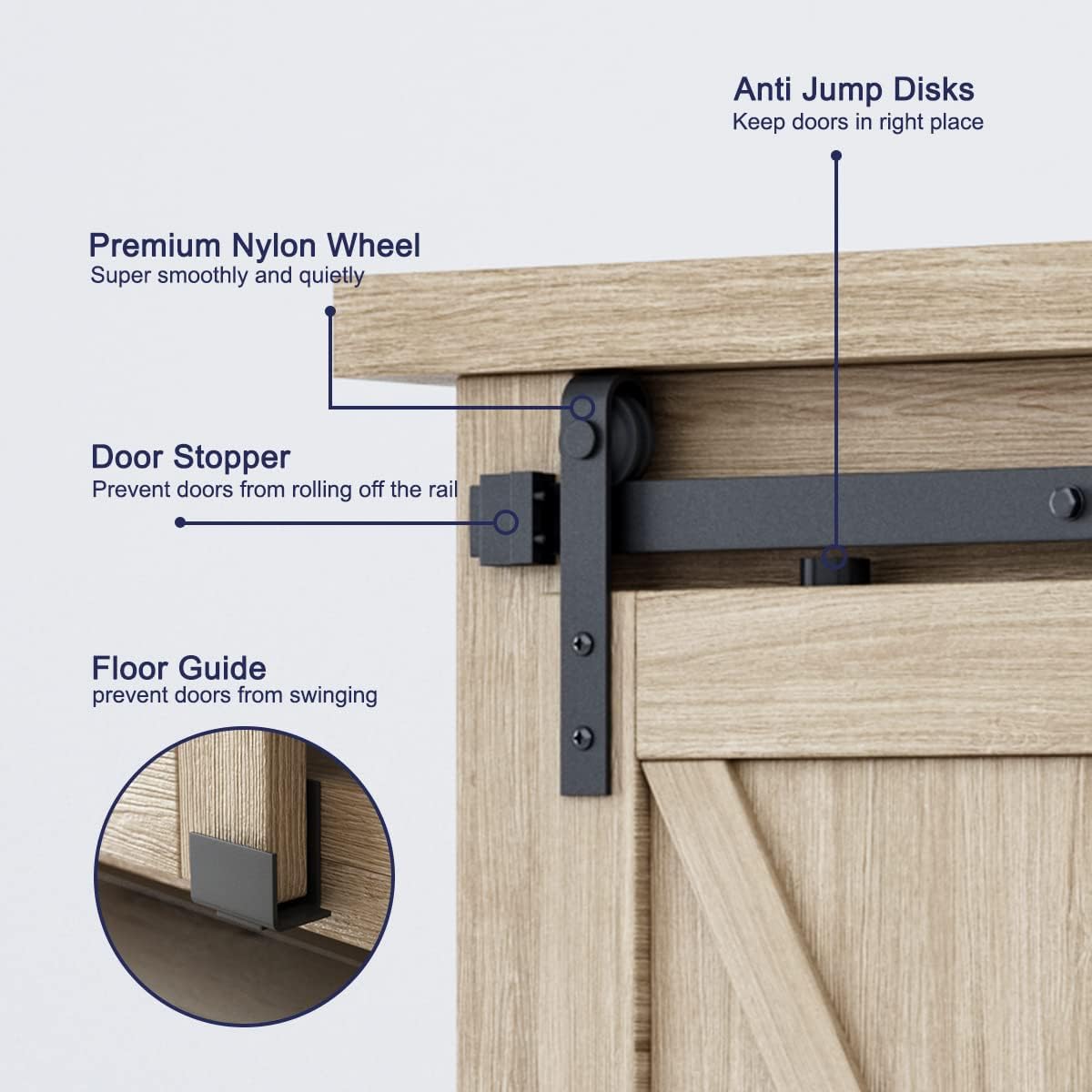 Cabinet Sliding Barn Door Hardware Kit, J Shape Hanger