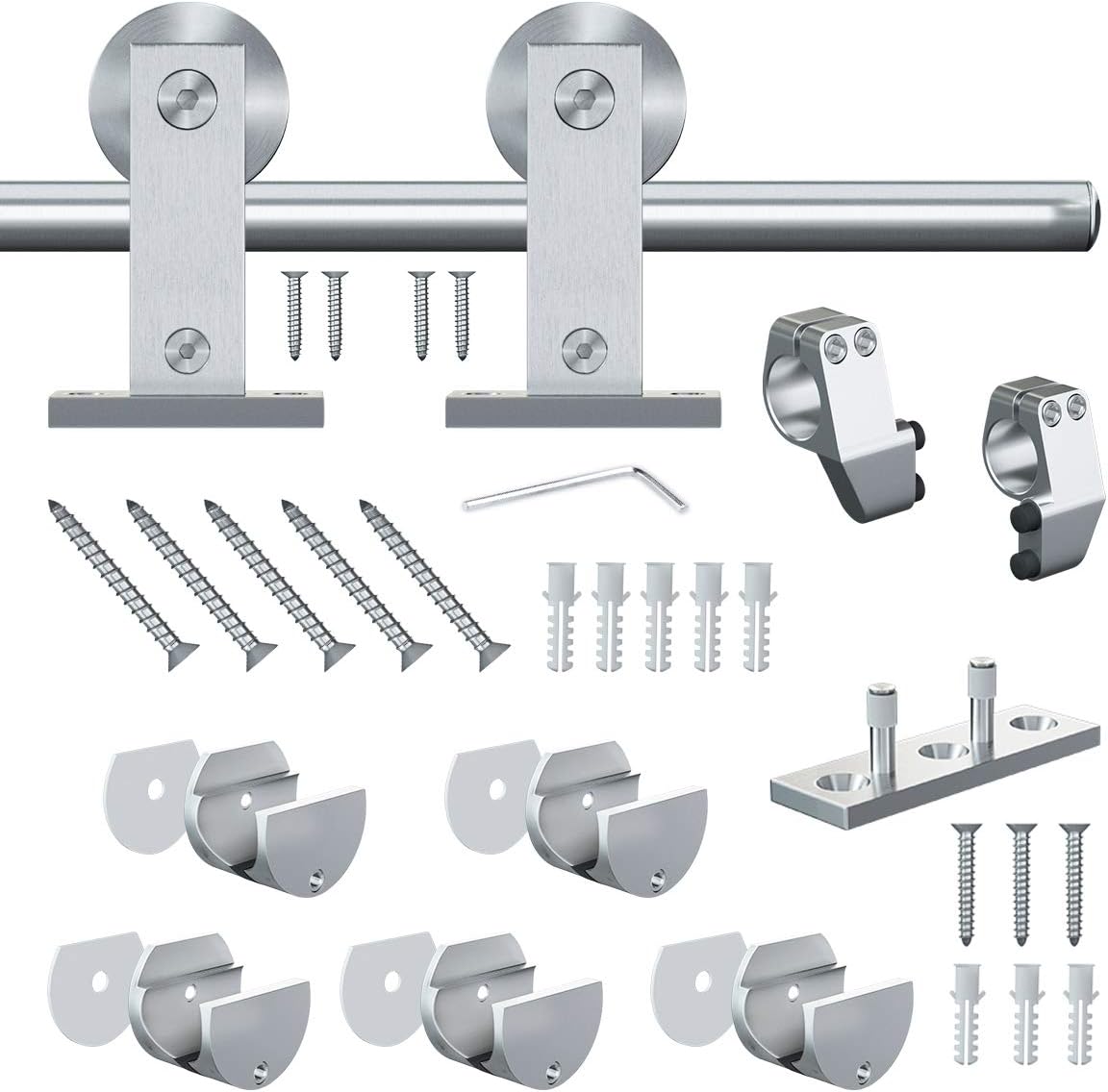 Sliding Barn Door Hardware Kit, Brushed Nickel, T Shape Hanger