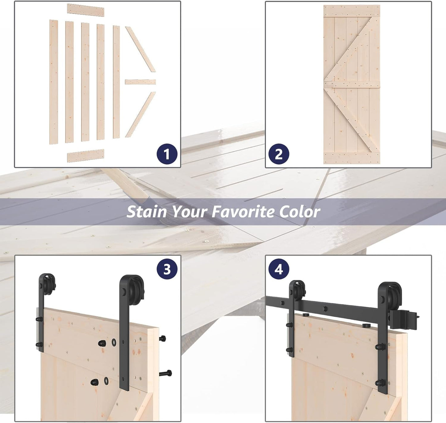 Unfinished Wood Barn Door with Installation Hardware Kit Frameless shape