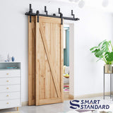 SMARTSTANDARD 5ft Heavy Duty Bypass Double Door Sliding Barn Door Hardware Kit - Smoothly & Quietly -Easy to Install - Includes Step-by-Step Installation Instruction Fit 30" Wide Door Panel (J Shape)