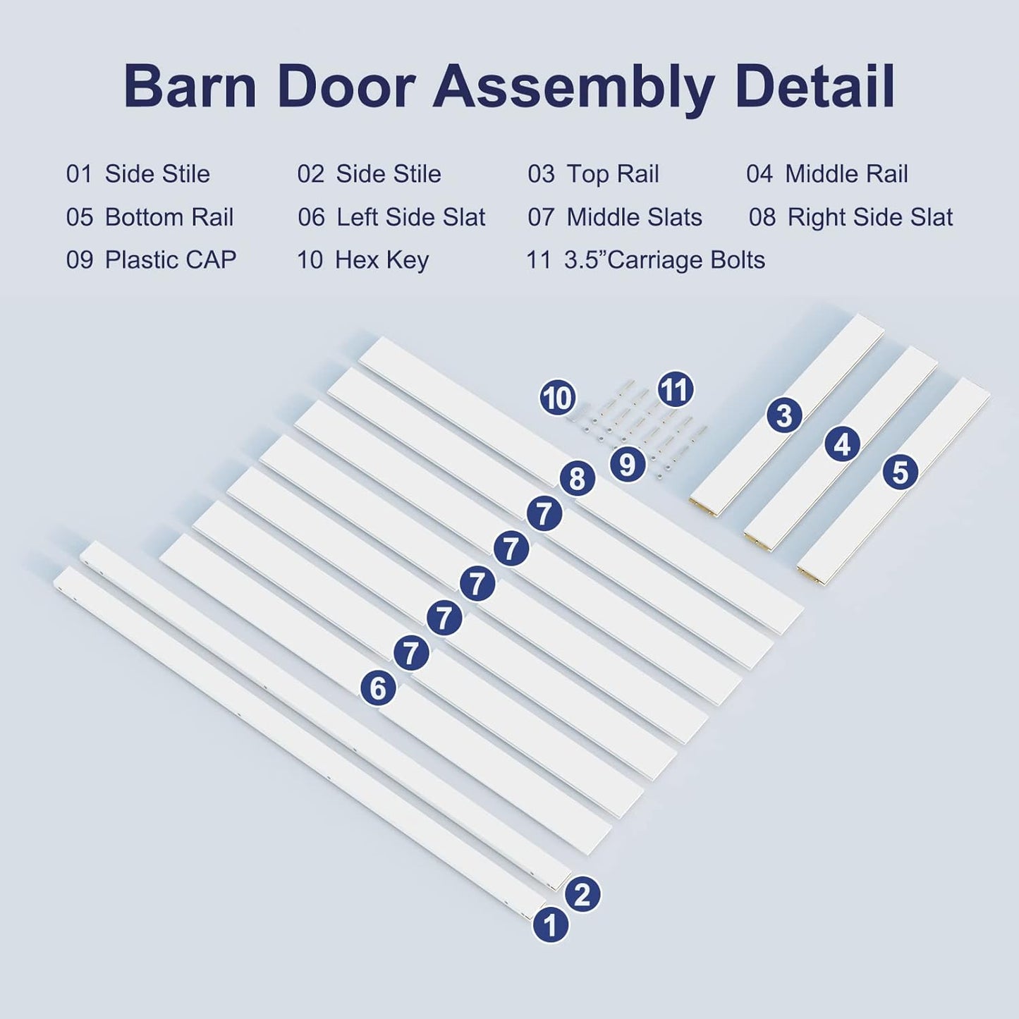 MDF Barn Door with Hardware Kit, H-Frame