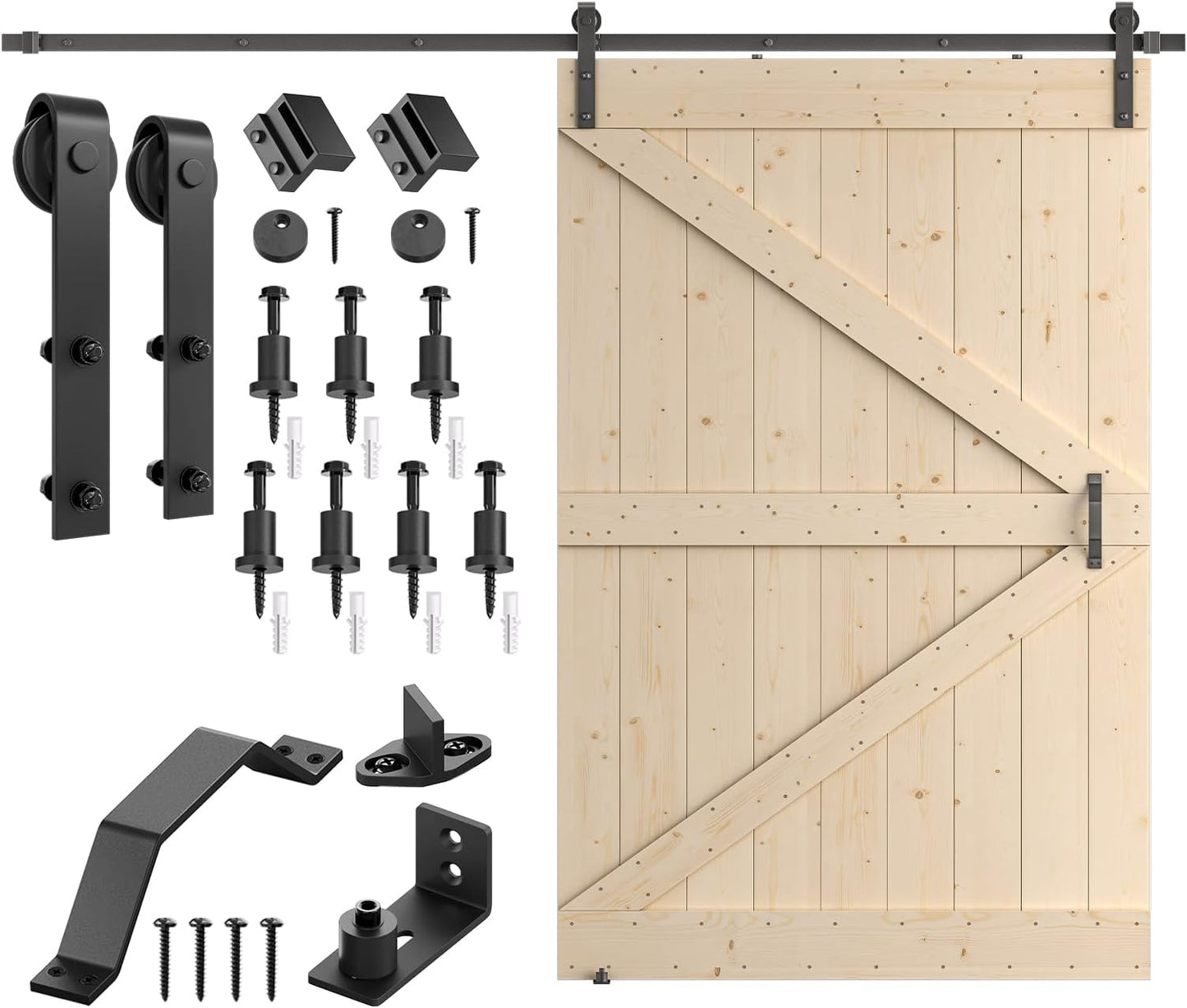 Unfinished Wood Barn Door with Installation Hardware Kit Frameless shape